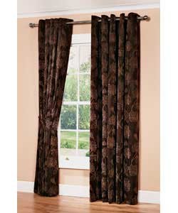 46 x 72 Damask Flock Chocolate Suede Curtains
