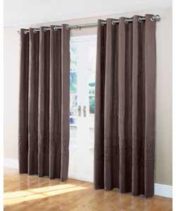 46 x 72in Suede Ovals Ring Top Lined Curtains - Chocolate