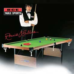 The 4FT 6 ins Snooker Table with a fully covered bed and cushions. It has a folding leg system for