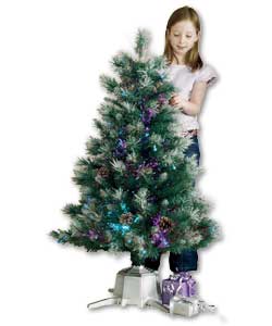 120cm tree with shimmering fibre optics.Silver base.12V low-voltage BS transformer and spare