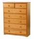 Large sized solid pine chest of drawers with a hardwearing easy-clean lacquer finish
