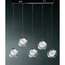 Unbranded 5 Ball Glass and Chrome Ceiling Light