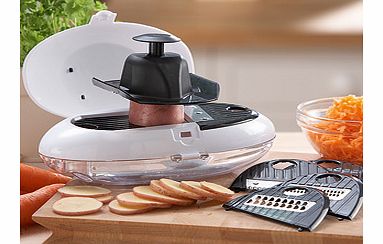 With separate blades for all cutting, slicing and grating tasks, this innovative design offers all the functions of a conventional mandolin. The clever difference is the ultra-compact design which neatly stores all the blades right inside the fold-ou