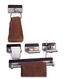 5 Piece Painted Chocolate and Silver/Chrome Bathroom Set