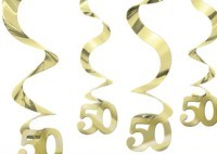 5 Swirls Decoration - Golden Anniversar Wishes