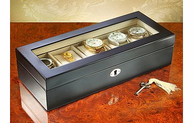 Gone are the days when we owned and wore the same watch for a lifetime. Watches are now collected like jewellery, and this handsome wooden mini-cabinet is the perfect way to store and display them. It protects your timepieces from scratches and dust 