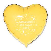 50 gold heart-shaped foil helium balloons