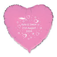 50 hot pink heart-shaped foil helium balloons