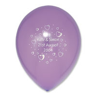 50 personalised lilac latex balloons