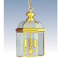 Polished brass pendant fitting in the shape of a lantern. Height - 37cm Diameter - 22cmBulb type - S