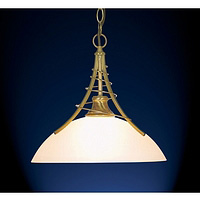 Antique brass twist effect pendant with a domed frosted glass shade. Height - 31cm Diameter - 33cmBu