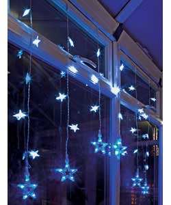 Unbranded 54 Blue and White Led Star Curtain Lights