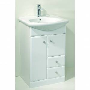 550mm White High Gloss Vanity Unit (with Drawers)