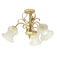 Beautiful and elegant ceiling light in a cream and gold finish with ribbon and leaf decoration compl