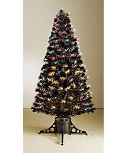 5ft black fan optic tree with flickering light effect.Supplied with low voltage transformer.Plastic