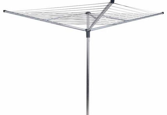 With 60m drying space. this 3-Arm Outdoor Rotary Airer can dry up to 6 loads of washing - perfect for a big family household! Includes a ground spike. pegs and a peg bag. Total drying space 60m. Holds 6 wash loads. Umbrella lifting mechanism. Steel c