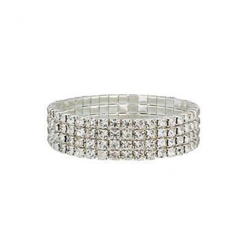 These tennis bracelets have sterling silver plating and over 160 SWAROVSKI ELEMENTS crystals. The bracelets stretch to fit most wrists, with an adjustable circumference of 17 to 22cm, and each stone is held firmly in place with a clasp.