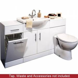 Unbranded 650mm Gloss White Vanity Sink Unit Linen Basket