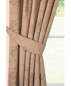 66 x 54in Pair of Calligraphy Curtains - Mocha