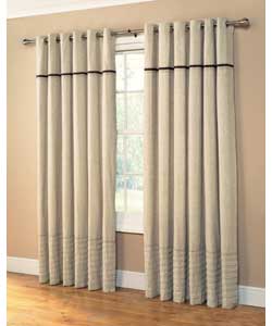 66 x 54in Pair of Lined Ring Top Pintuck Curtains - Natural