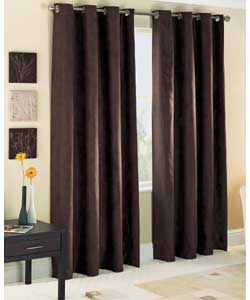 66 x 54in Pair of Lined Suedette Curtains - Chocolate