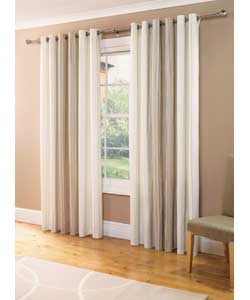66 x 90in Pair of Lined Striped Ring Top Curtains - Brown