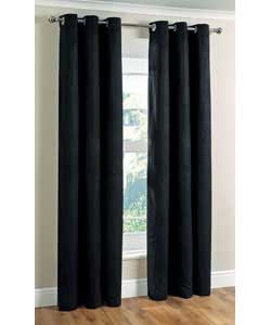 66 x 90in Suedette Eyelet Lined Curtains - Black