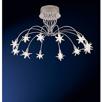 Modern style halogen ceiling fitting with unique star glass shades. Height - 32cm Diameter - 57cmBul