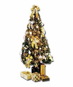 6ft/1.8m Decorated Silver and Gold Fibre Optic Tree