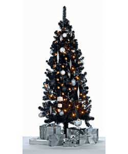 50 decorations and 60 clear fairy lights.Width 34.65 inches.519 tips.Wrapped tree.Indoor use.1.5m ca