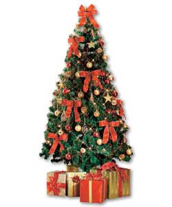 6ft Deluxe Arctic Fir Red and Gold Tree Kit