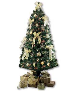 1.8m ready-to-dress tree with 30 luxury decorations in gold and clear shimmering effect fibre