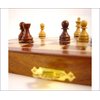 This compact sheesham and whitewood 7`` travel chess set is designed for the travelling chess player