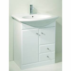 Unbranded 700mm White High Gloss Vanity Unit (with Drawers)