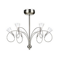 Satin chrome fitting with a telescopic rod swirling arms and clear glass shades. Height - Max - 72cm