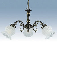 Dark antique brass fitting with ribbed marble and fluted glass. Can be converted to a flush fitting.