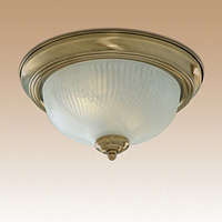 Antique brass finish semi flush fitting complete with opal glass diffuser. Height - 11cm Diameter - 