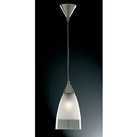 Stylish pendant fitting finished in polished chrome with a clear and acid glass shade. Height - 28cm