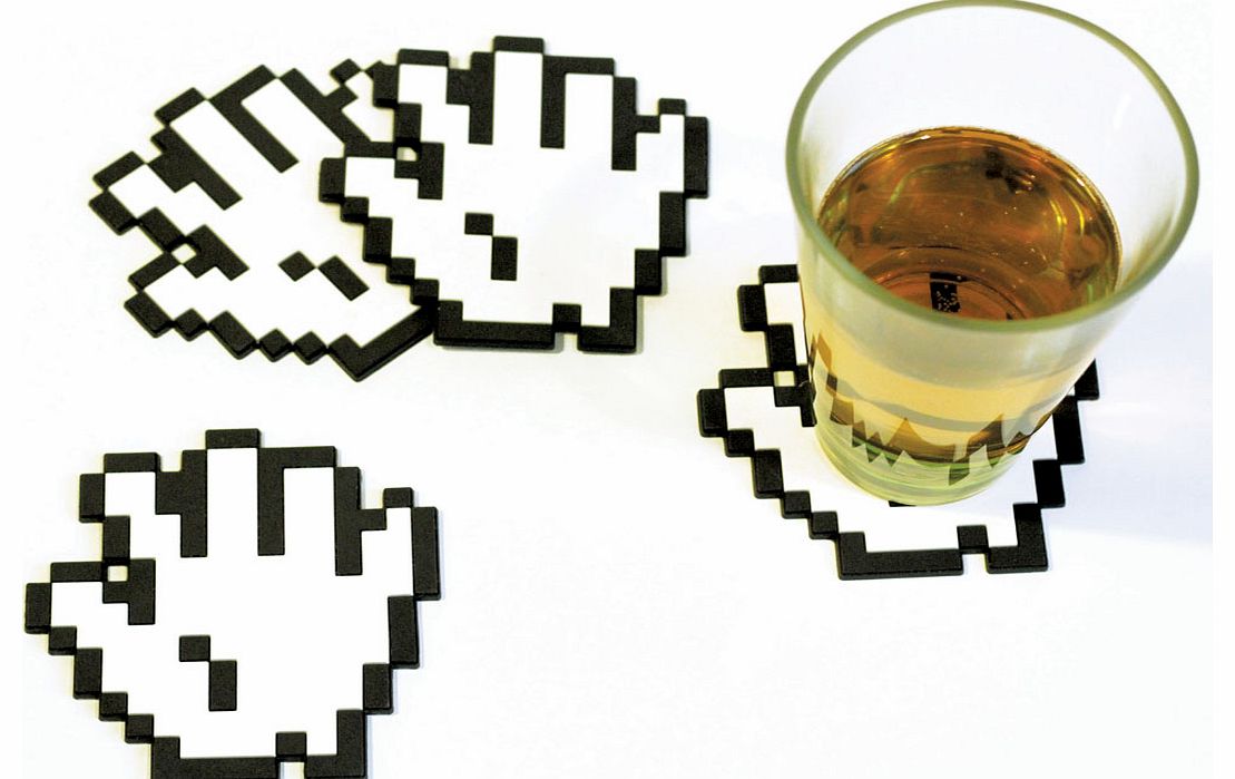 A helping pixel hand to protect your table! Great for those 8-bit gamers out there!