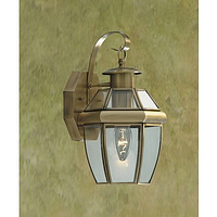 Solid antique brass lantern porch light fitting with clear glass diffusers. Height - 31cm Diameter -