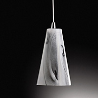 Tubular glass pendant fitting in a smoked grey finish with polished chrome trim. Height - 27cm Diame