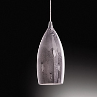 Curvy glass pendant fitting in a smoked grey finish with polished chrome trim. Height - 33cm Diamete