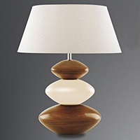 Pair of exclusively designed contemporary ceramic table lamps with brown and cream pebbles complete 