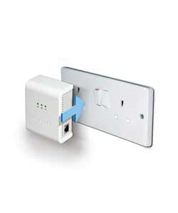 Turns any electrical outlet into an internet connection. Plug one adapter into your broadband router