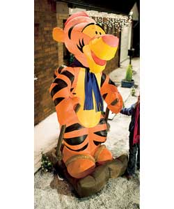 2.4m.Electric air-blown, 8ft tall inflatable light-up skiing Tigger.Requires 240V.180cm approx