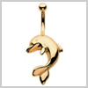 9 Ct Gold Large Dolphin Navel Bar