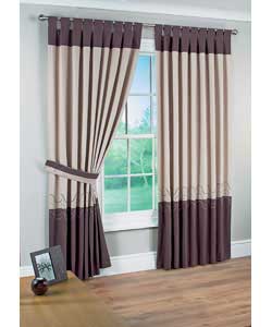 90 x 90 Concerto Embroidered Tab Top Curtains - Chocolate