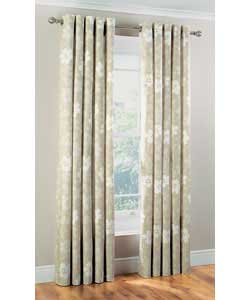90 x 90in Osbourne Floral Ring Top Curtains - Natural