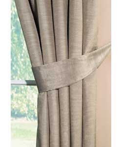 90 x 90in Pair of Lined Faux Silk Pleated Curtains - Taupe
