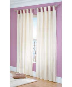 90 x 90in Pair of Lined Silk Tab Top Curtains - Oyster